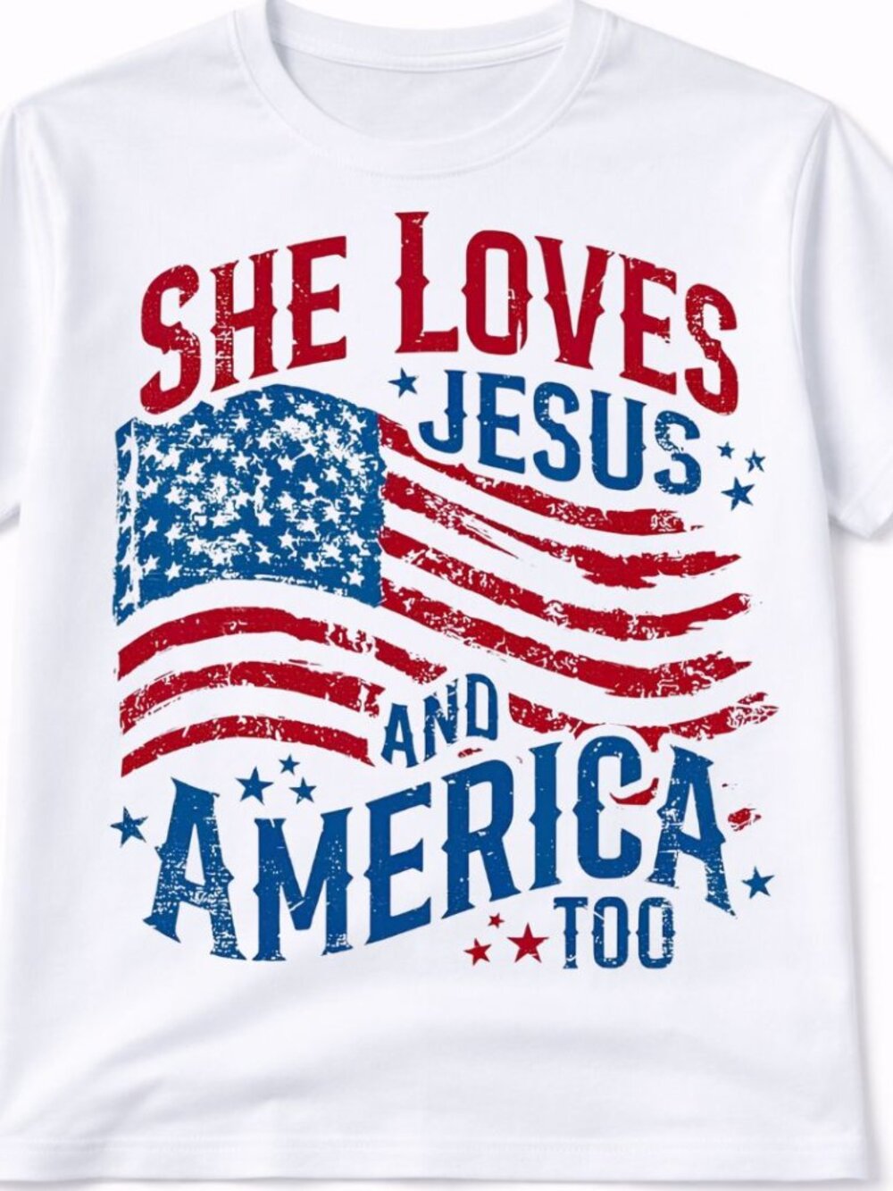 Jesus and America Graphic T Shirt Trendy Short Sleeve Tee Womens Tops White